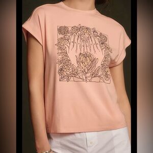 Anthropologie Peach Graphic Tee